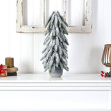 21” Flocked Artificial Christmas Tree in Decorative Planter by Nearly Natural