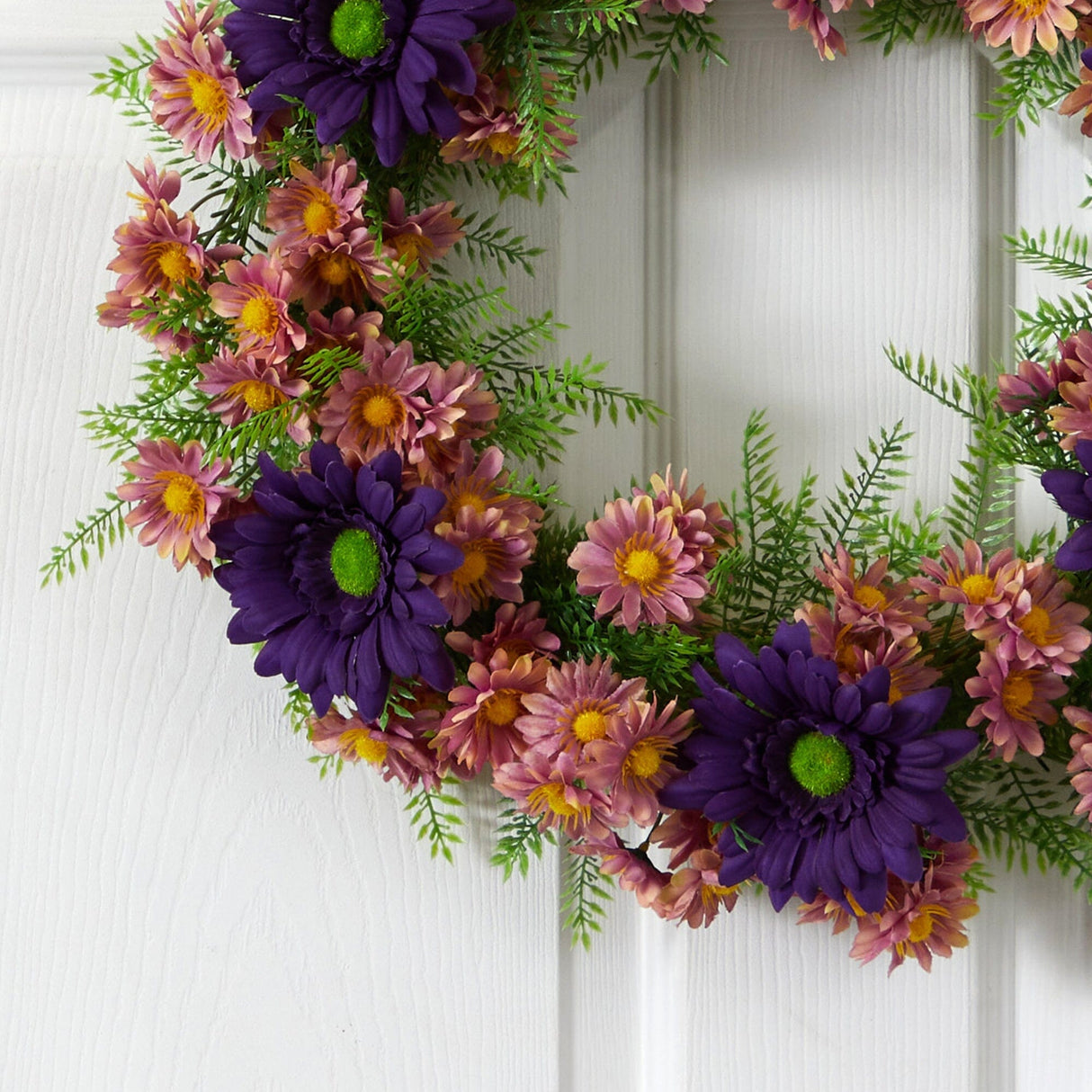 21” Mixed Daisy Artificial Wreath by Nearly Natural