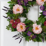 22” Assorted Peony Artificial Wreath by Nearly Natural