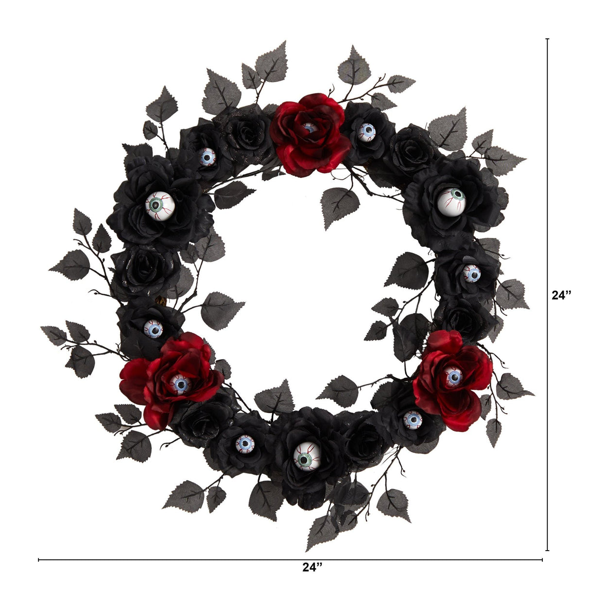 24” Eyeball Rose Halloween Artificial Wreath by Nearly Natural