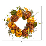 24” Fall Hydrangea Artificial Autumn Wreath by Nearly Natural