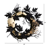 24" Halloween Skull and Bones Wreath" by Nearly Natural - Vysn