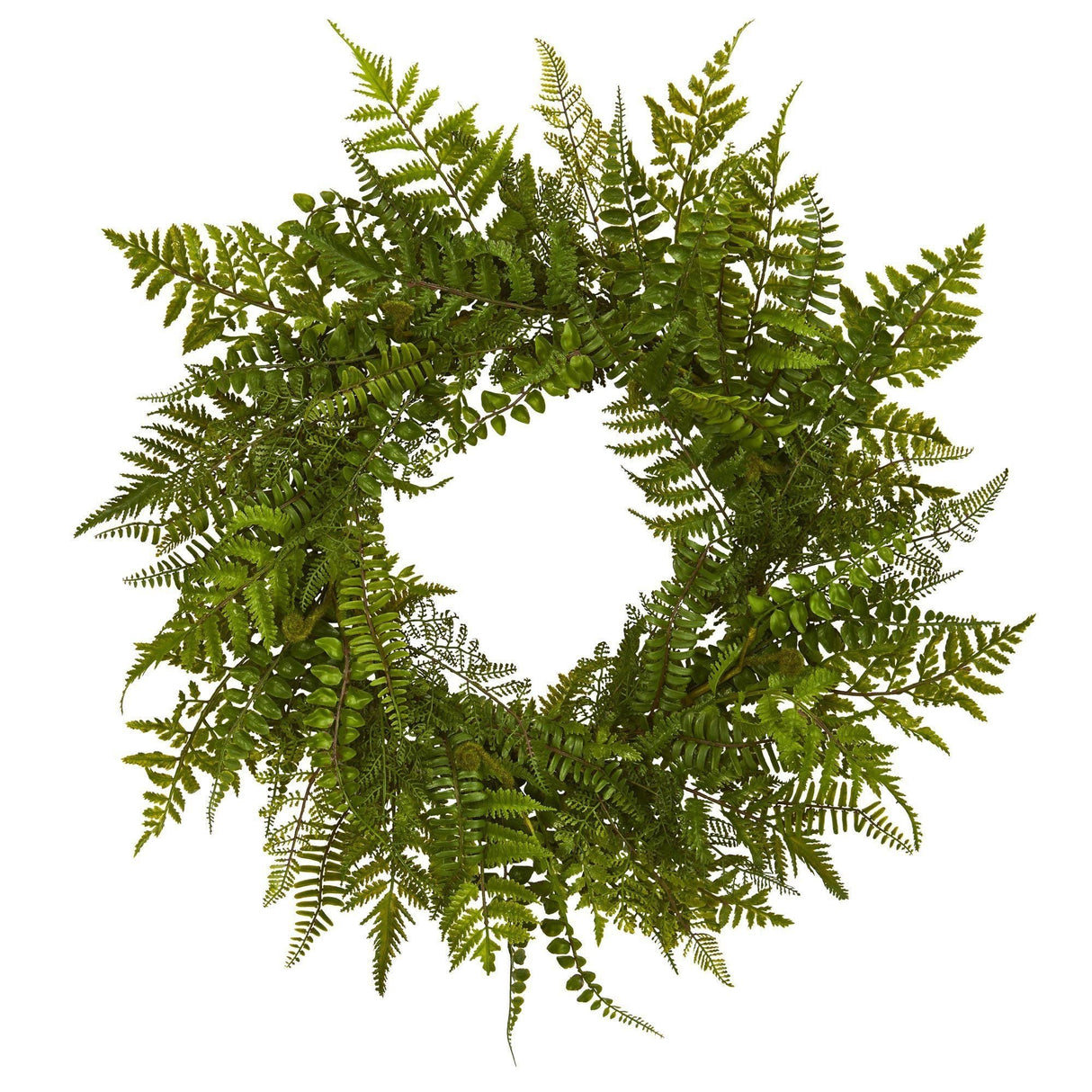 24” Mixed Fern Wreath by Nearly Natural