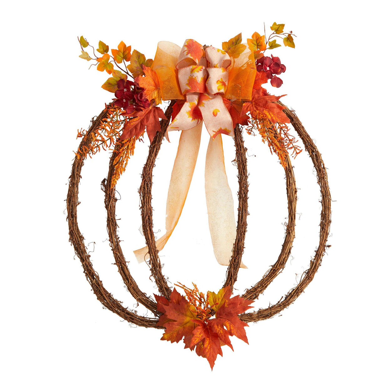 26” Autumn Pumpkin Artificial Vine Fall Wreath by Nearly Natural