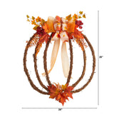 26” Autumn Pumpkin Artificial Vine Fall Wreath by Nearly Natural