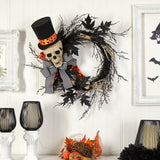 26" Halloween Dapper Skeleton Wreath" by Nearly Natural - Vysn