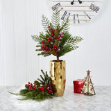 26” Mixed Pine, Pinecone and Berry Artificial Plant (Set of 3) by Nearly Natural