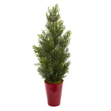 27” Mini Cedar Artificial Pine Tree in Decorative Planter (Indoor/Outdoor) by Nearly Natural