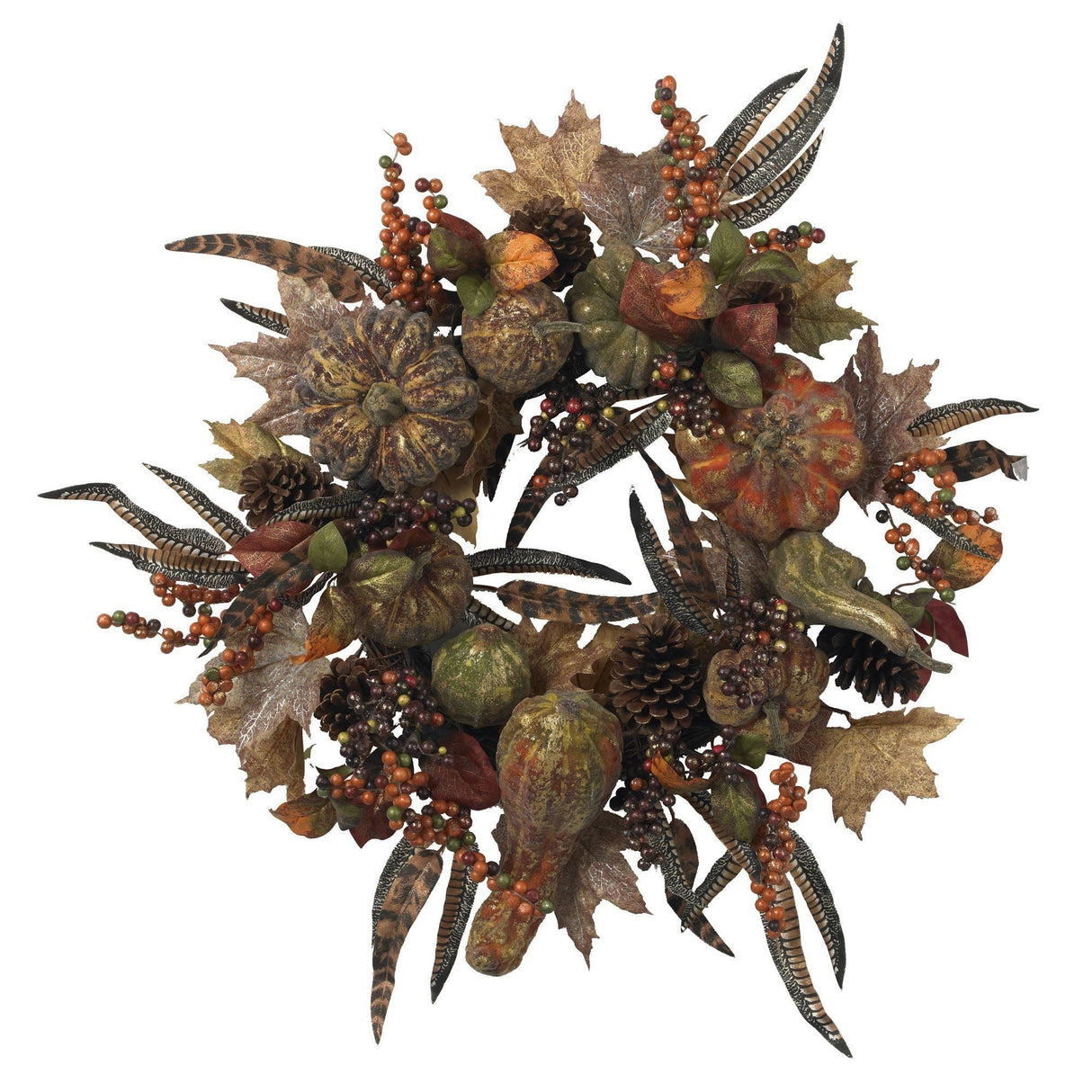 28" Autumn Pumpkin Wreath" by Nearly Natural