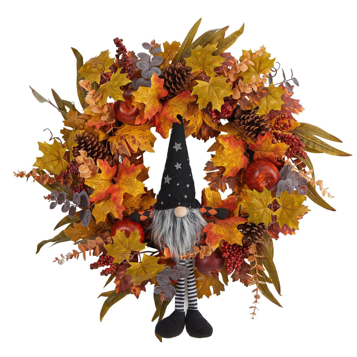 28" Harvest Fall Gmone Artificial Autumn Wreath" by Nearly Natural - Vysn