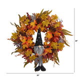 28" Harvest Fall Gmone Artificial Autumn Wreath" by Nearly Natural - Vysn