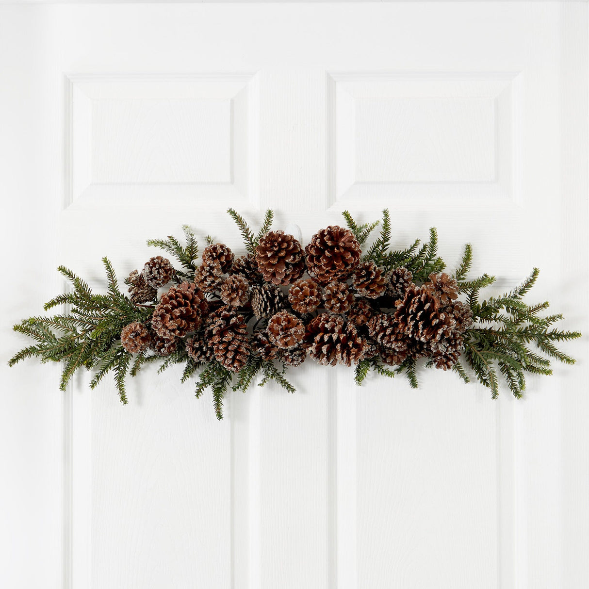 28” Iced Pine Cone Swag by Nearly Natural