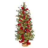 3’ Berry and Pine Artificial Christmas Tree with 50 Warm White Lights and Burlap Wrapped Base by Nearly Natural