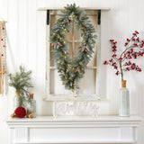 3' Holiday Christmas Geometric Diamond Frosted Wreath with Pinecones and 50 Warm White LED Lights by Nearly Natural