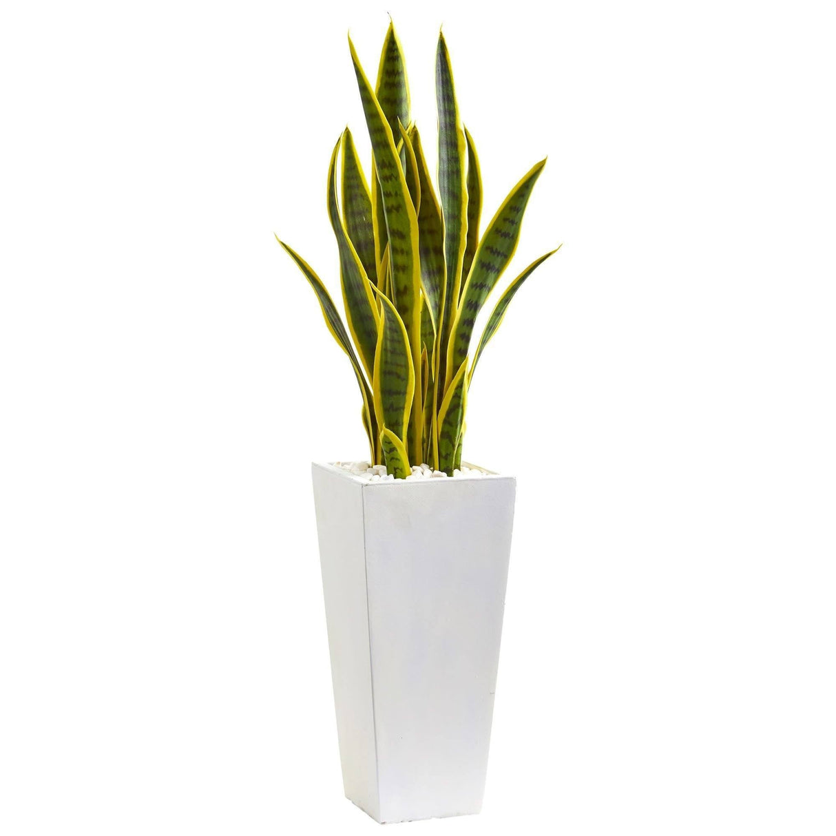 3’ Sansevieria Artificial Plant in White Planter by Nearly Natural