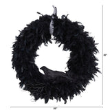 30" Halloween Raven Feather Wreath" by Nearly Natural - Vysn