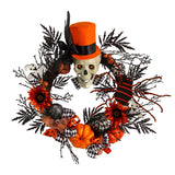 30” Spider and Skull with Top Hat Halloween Wreath by Nearly Natural - Vysn