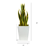 31” Sansevieria Artificial Plant in Black Metal Planter by Nearly Natural