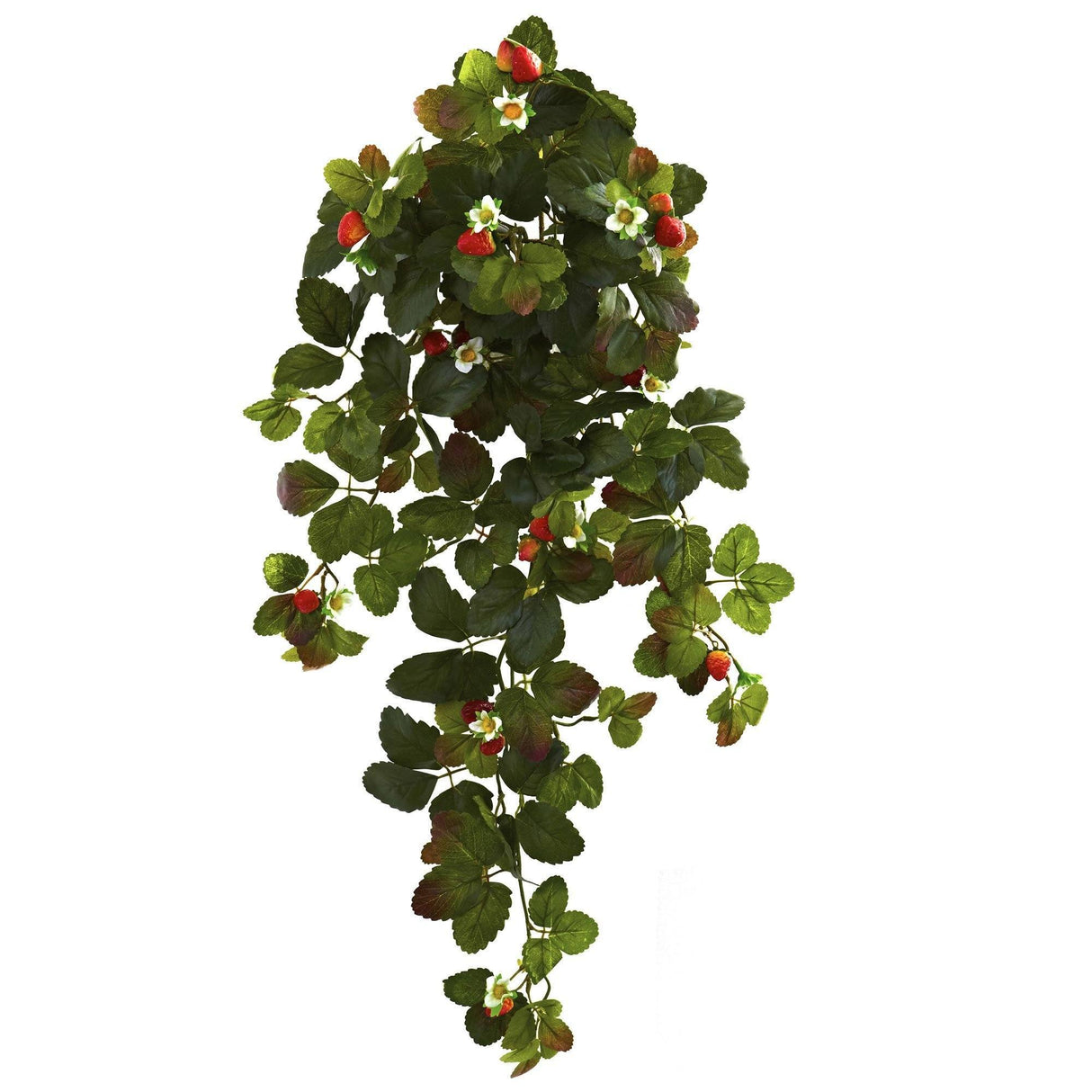 31” Strawberry Hanging Bush with  Berry (Set of 2) by Nearly Natural