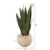 32” Sansevieria Artificial Plant in Sand Colored Planter by Nearly Natural