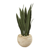 32” Sansevieria Artificial Plant in Sand Colored Planter by Nearly Natural