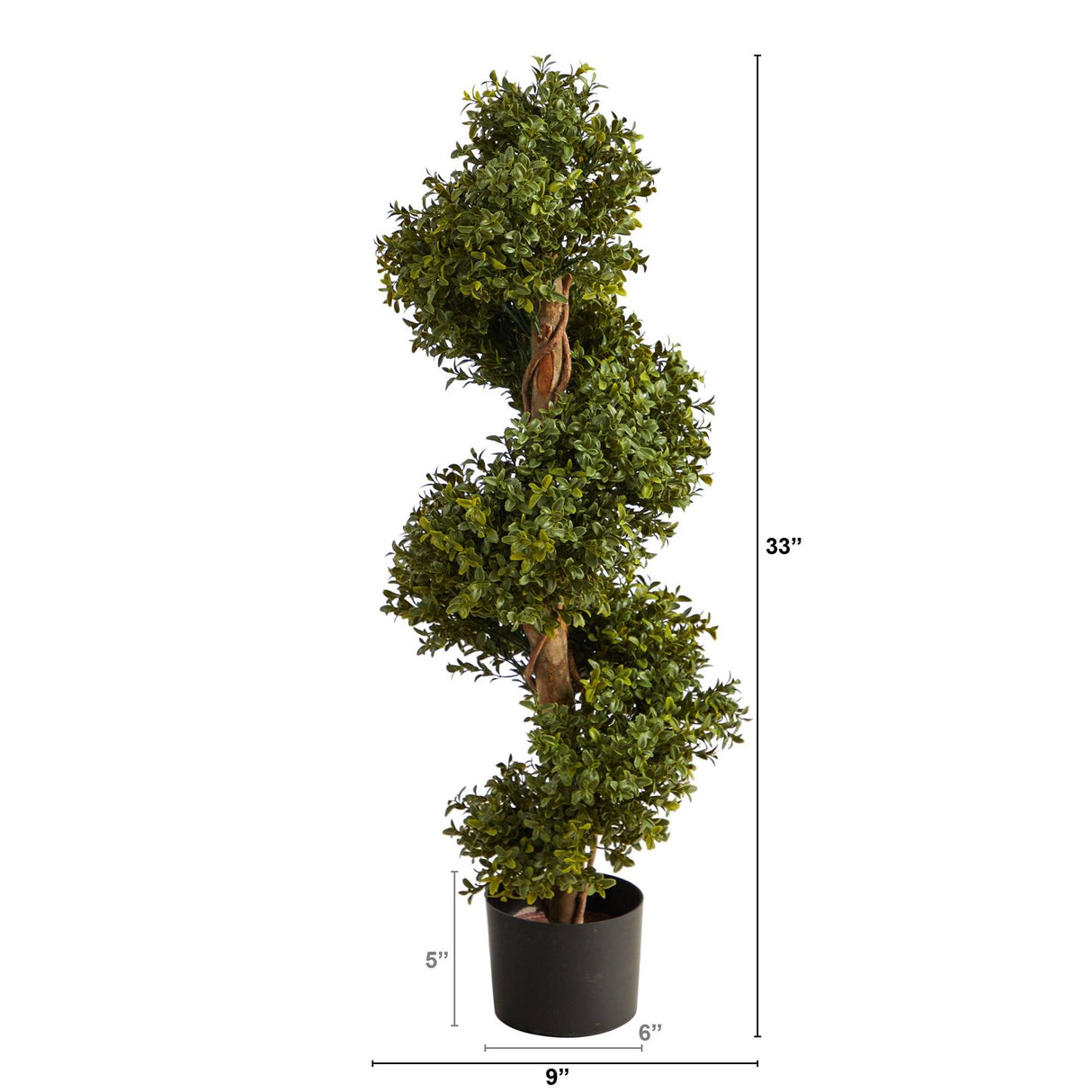 33” Boxwood Topiary Spiral Artificial Tree (Indoor/Outdoor) by Nearly Natural