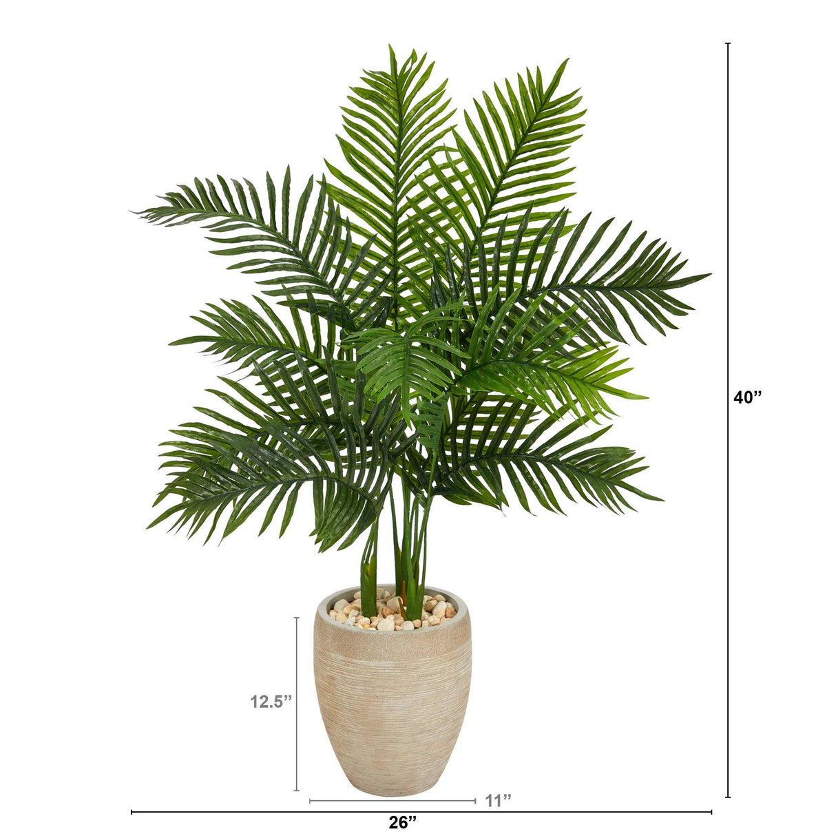 3.5' Areca Palm Artificial Tree in Sand Colored Planter (Real Touch) by Nearly Natural