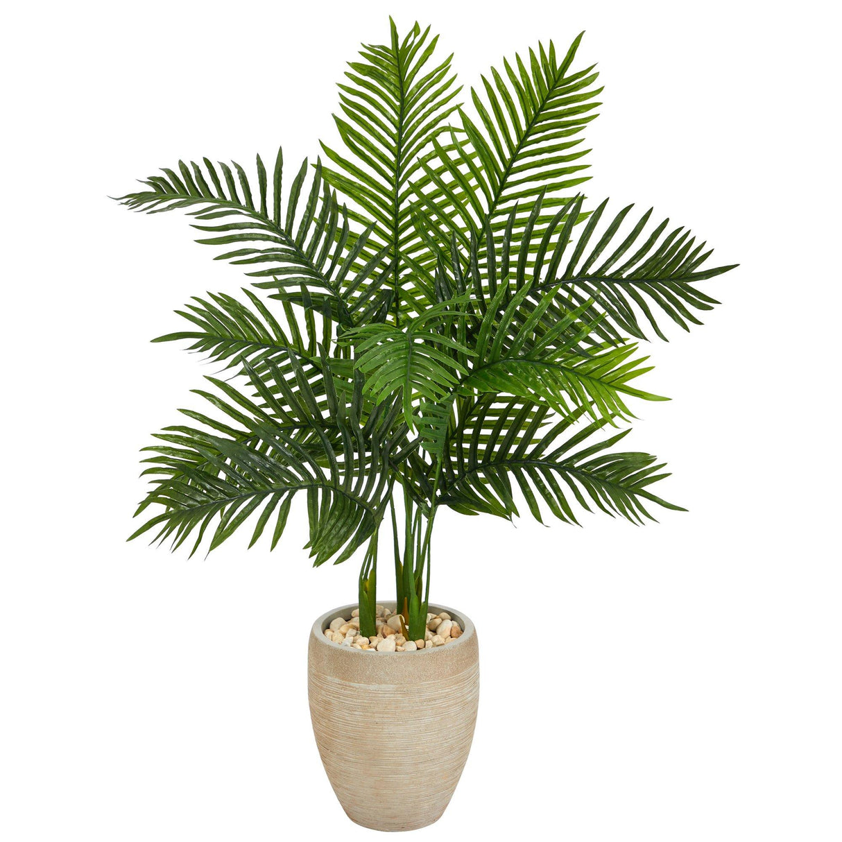 3.5' Areca Palm Artificial Tree in Sand Colored Planter (Real Touch) by Nearly Natural