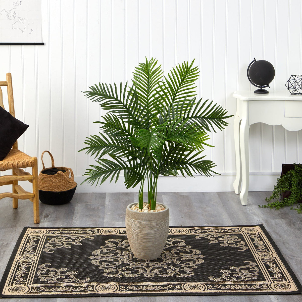 3.5' Areca Palm Artificial Tree in Sand Colored Planter (Real Touch) by Nearly Natural