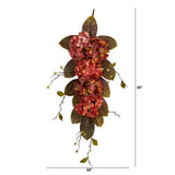 35” Autumn Hydrangea and Berry Artificial Fall Tear Drop by Nearly Natural