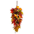 35” Autumn Maple Leaf and Berries Fall Teardrop by Nearly Natural - Vysn