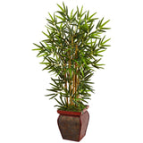 3.5’ Bamboo Tree in Wooden Decorative Planter by Nearly Natural