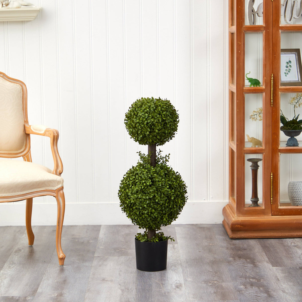 35” Double Boxwood Topiary by Nearly Natural