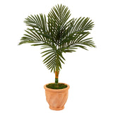 3.5’ Golden Cane Artificial Palm Tree in Terra-Cotta Planter by Nearly Natural