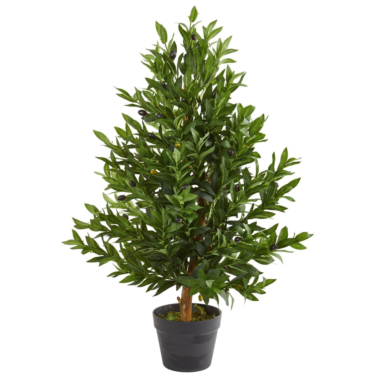 35” Olive Cone Topiary Artificial Tree UV Resistant (Indoor/Outdoor) by Nearly Natural