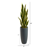 3.5’ Sansevieria Artificial Plant in Gray Planter by Nearly Natural