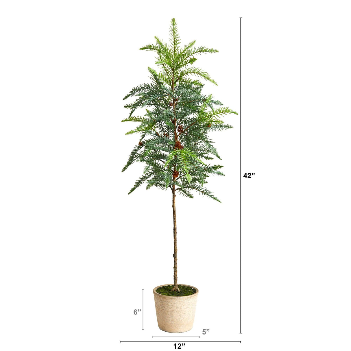 3.5' Winniepeg Artificial Pine Christmas Tree in Decorative Planter by Nearly Natural