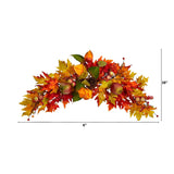 38” Autumn Maple Leaf Berry Artificial Swag by Nearly Natural - Vysn