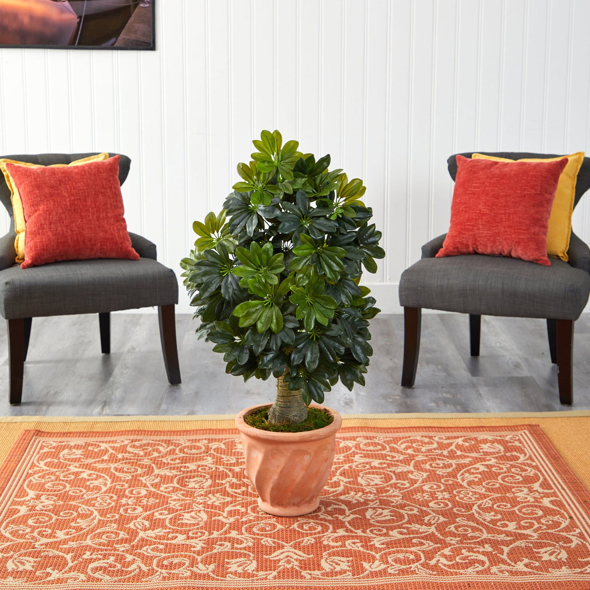 39” Schefflera Artificial Tree in Terra-Cotta Planter (Real Touch) by Nearly Natural