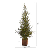 4’ Alpine “Natural Look” Artificial Christmas Tree in Wood Planter with Pine Cones by Nearly Natural