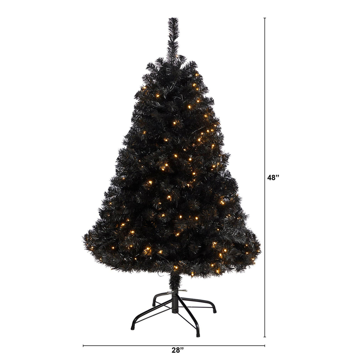 4’ Black Artificial Christmas Tree with 170 Clear LED Lights by Nearly Natural - Vysn