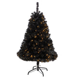 4’ Black Artificial Christmas Tree with 170 Clear LED Lights by Nearly Natural - Vysn