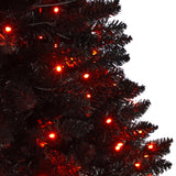 4’ Black Halloween Artificial Christmas Tree in Urn with 100 Orange LED Lights by Nearly Natural - Vysn