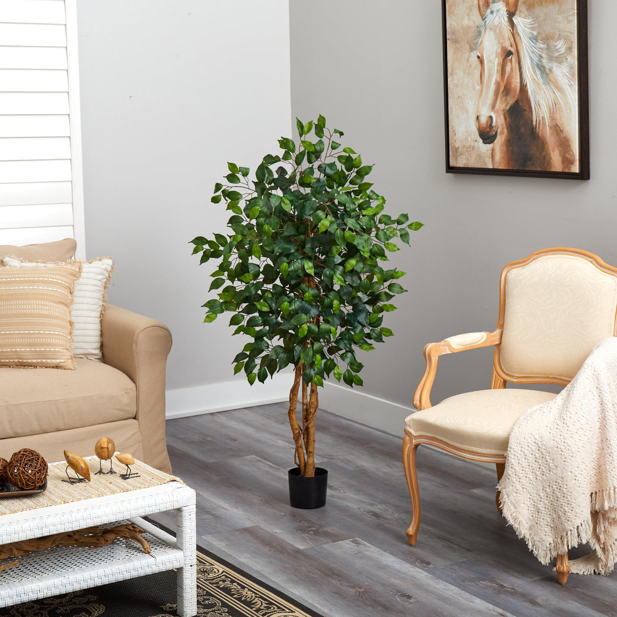 4' Ficus Auriculata Artificial Silk Tree by Nearly Natural