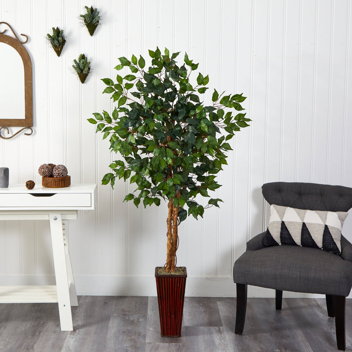 4' Ficus Auriculata Artificial Silk Tree by Nearly Natural