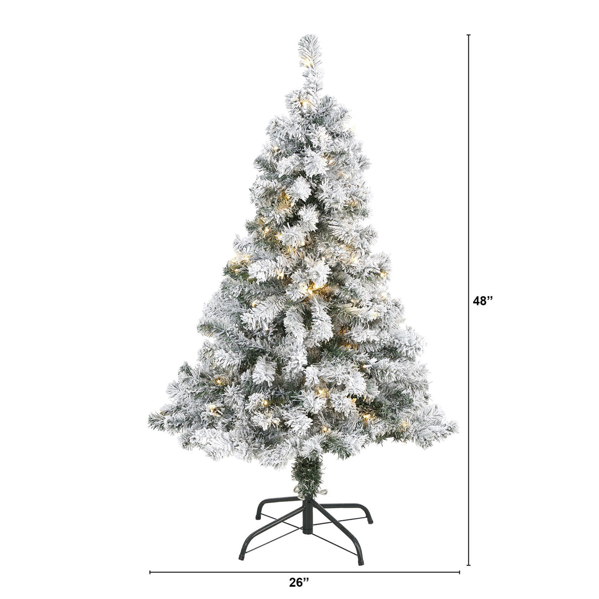 4' Flocked Rock Springs Spruce Artificial Christmas Tree with 100 Clear LED Lights by Nearly Natural