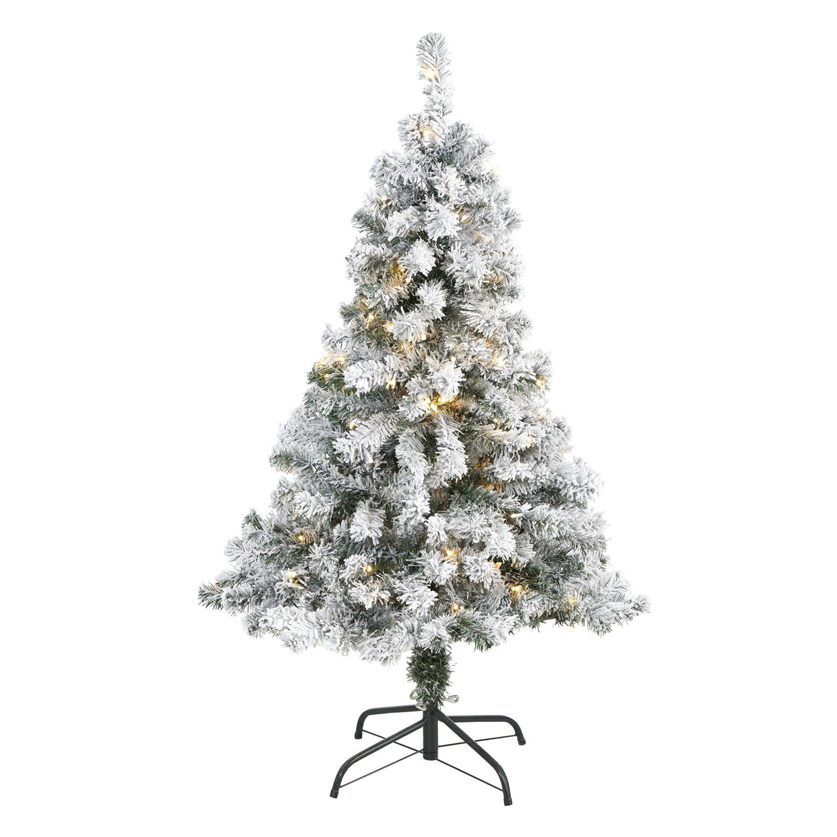 4' Flocked Rock Springs Spruce Artificial Christmas Tree with 100 Clear LED Lights by Nearly Natural