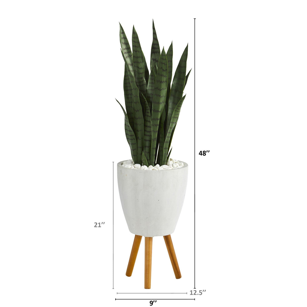 4’ Sansevieria Artificial Plant in White Planter with Stand by Nearly Natural