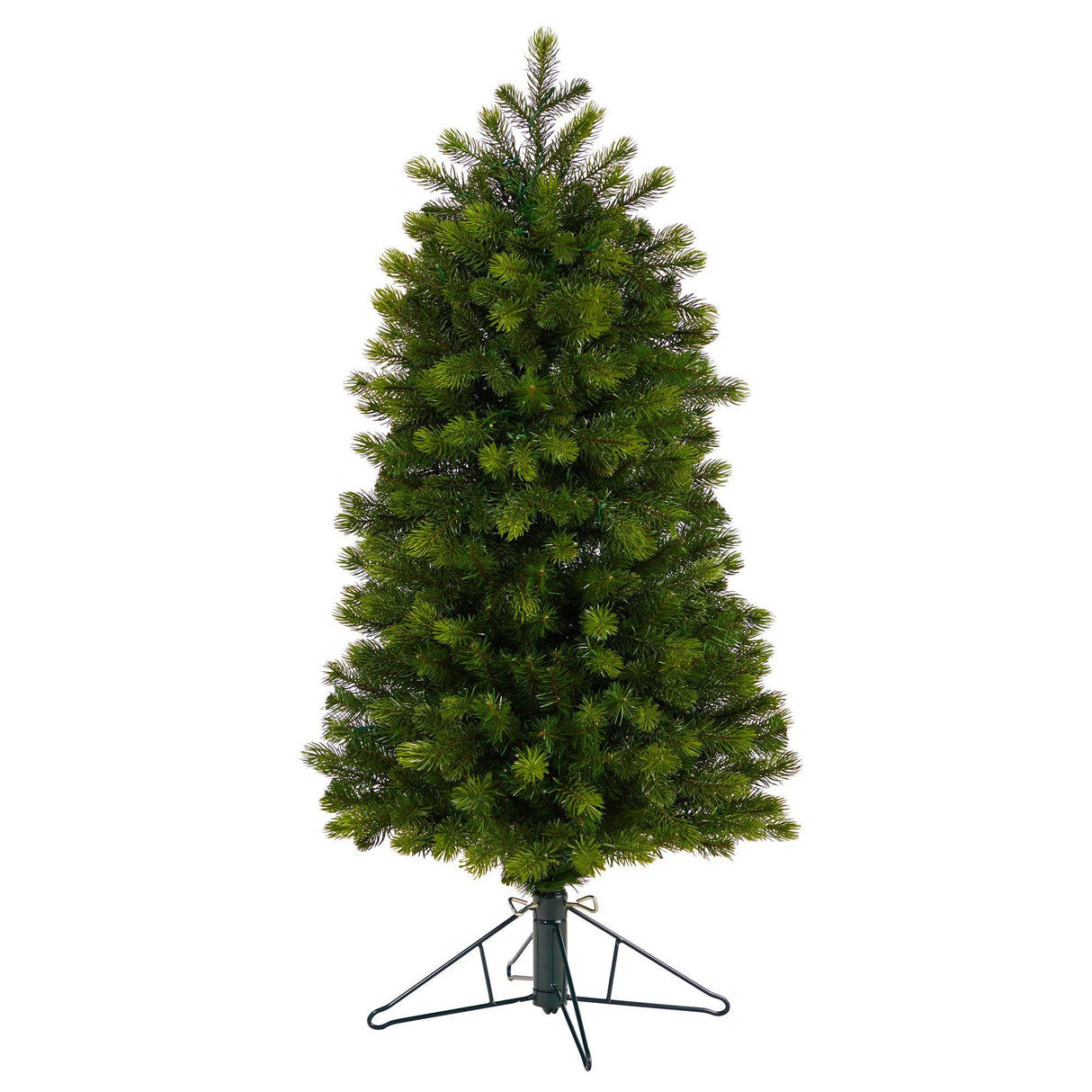 4’ Slim Colorado Mountain Spruce Artificial Christmas Tree with 150 (Multifunction) Micro LED Lights and 360 Branches by Nearly Natural