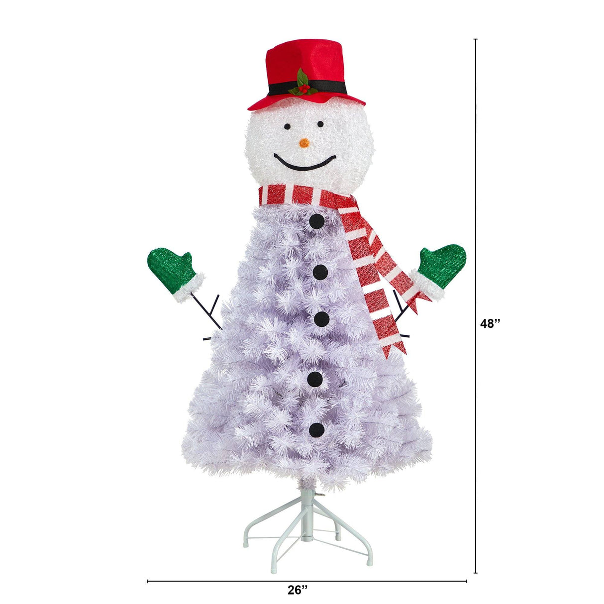 4’ Snowman Artificial Christmas Tree with 234 Bendable Branches by Nearly Natural